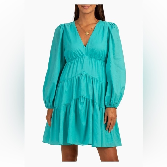 Trina Turk Make Merry Cotton Minidress Empire Waist Balloon Sleeves / medium - Picture 3 of 12